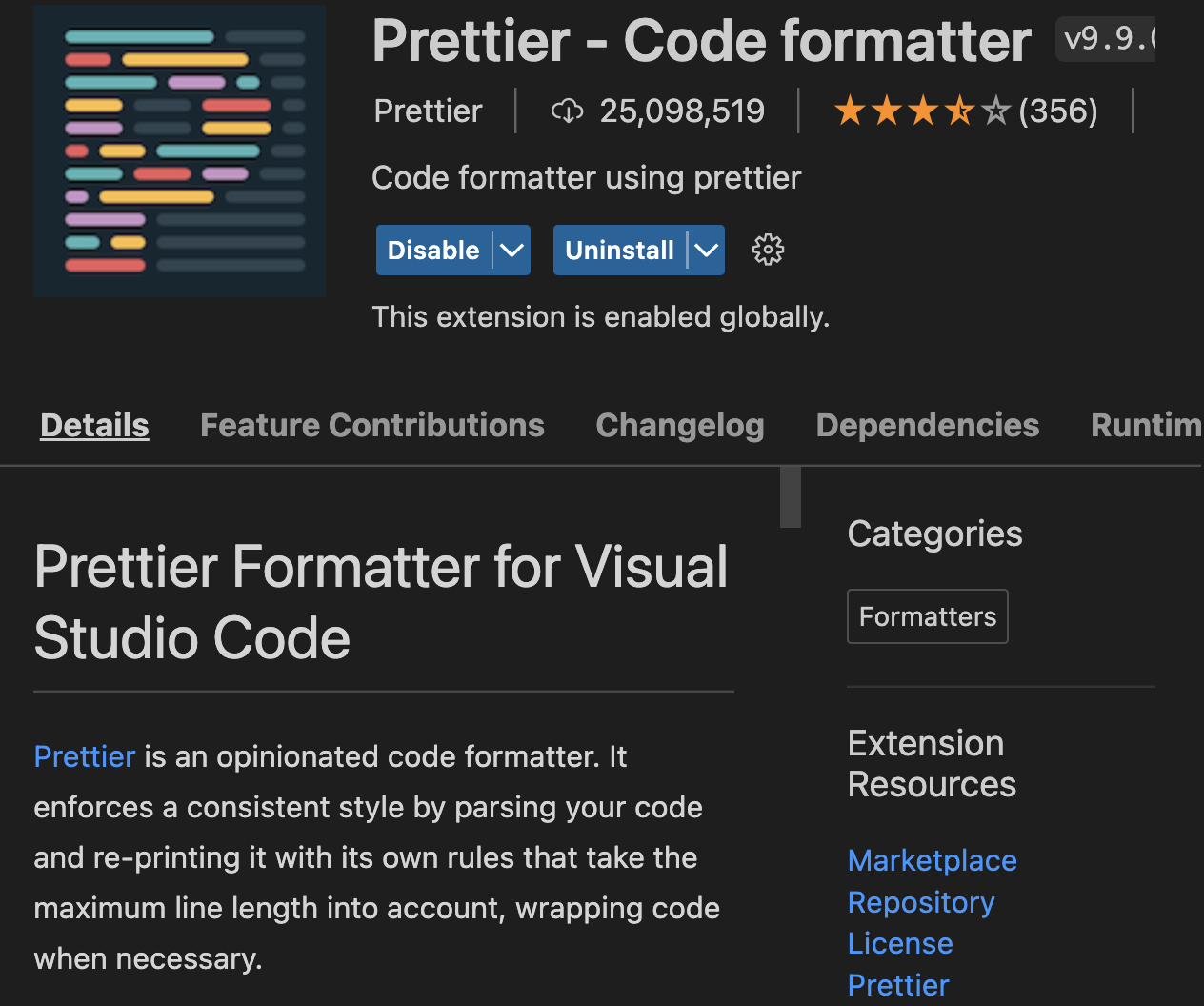 Prettier Formatter extension for Visual Studio Code